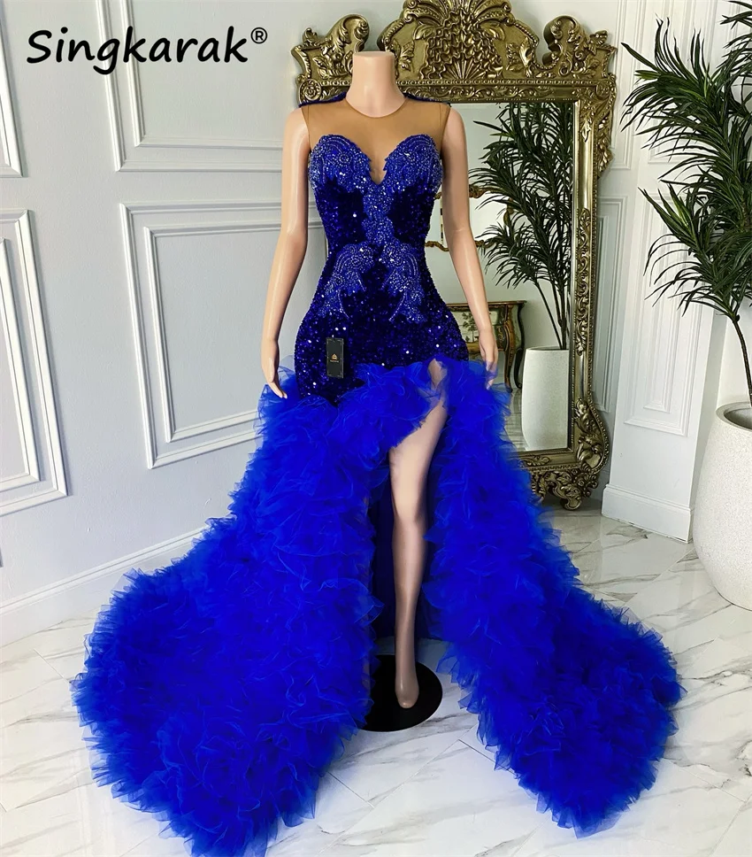 Royal Blue Dimonds Prom Dresses 2025 Black Girls Side Split Luxury Crystals Beading Wedding Birthday Party Gown Customized
Royal Blue Dimonds Prom Dresses 2025 Black Girls Side Split Luxury Crystals Beading Wedding Birthday Party Gown Customized