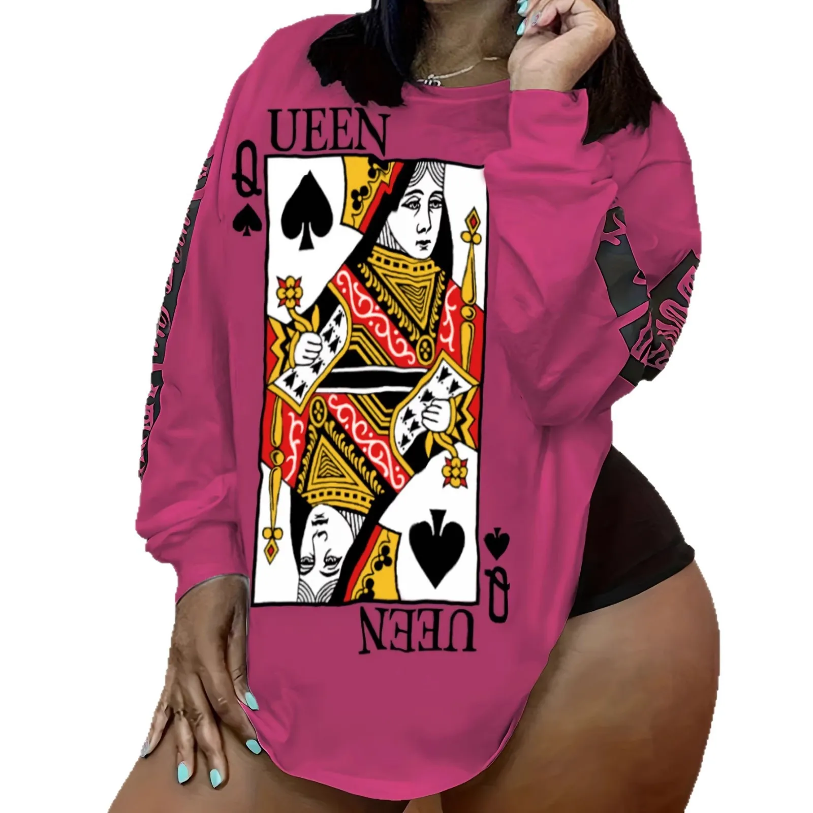Spring and Summer Personalized Poker Printed Women's Large Size Crew Neck Long Sleeve Sweater
Spring and Summer Personalized Poker Printed Women's Large Size Crew Neck Long Sleeve Sweater