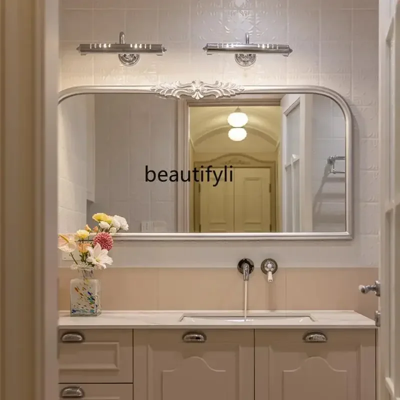 European bathroom mirror American entrance background wall high-end light luxury bathroom wall makeup mirror
European bathroom mirror American entrance background wall high-end light luxury bathroom wall makeup mirror