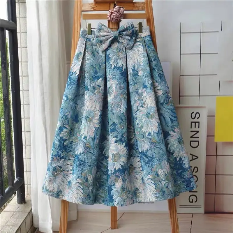 Wedbleser Fashion Knitted Thick Jacquard Puff Skirt Medium Long 2024 Retro New Oil Painting High Waist Half Body Skirts Women
Wedbleser Fashion Knitted Thick Jacquard Puff Skirt Medium Long 2024 Retro New Oil Painting High Waist Half Body Skirts Women