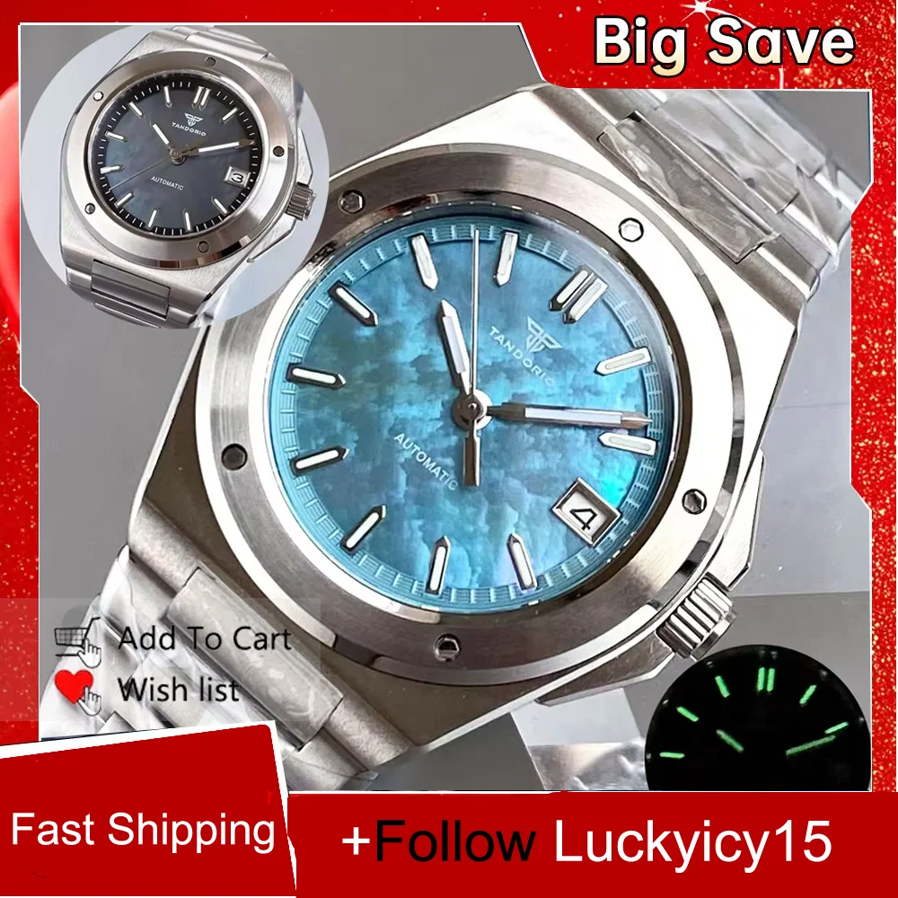 Fashion Tandorio Mother of Pearl Shell Dial Lume 40mm Sandblasted Case NH35 Mechanical Automatic Men Watch Sapphire Glass 10ATM
Fashion Tandorio Mother of Pearl Shell Dial Lume 40mm Sandblasted Case NH35 Mechanical Automatic Men Watch Sapphire Glass 10ATM
