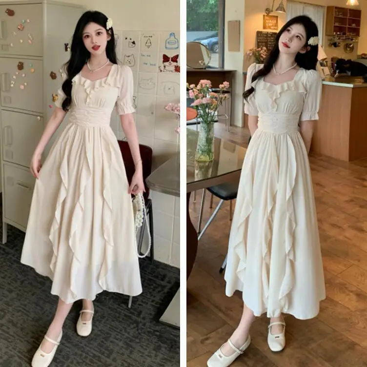 2026 Summer French Drape Loose A-line Dress Female New Long Solid Color Dresses Women Square Collar Thin Vestidos U162
2026 Summer French Drape Loose A-line Dress Female New Long Solid Color Dresses Women Square Collar Thin Vestidos U162
