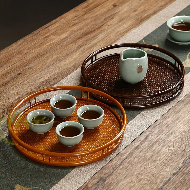 Japanese Bamboo Tea Tray Round Serving Tea Table Retro Style Dry Brew Plate for Gongfu Tea Home Kitchen Organizer 
Japanese Bamboo Tea Tray Round Serving Tea Table Retro Style Dry Brew Plate for Gongfu Tea Home Kitchen Organizer