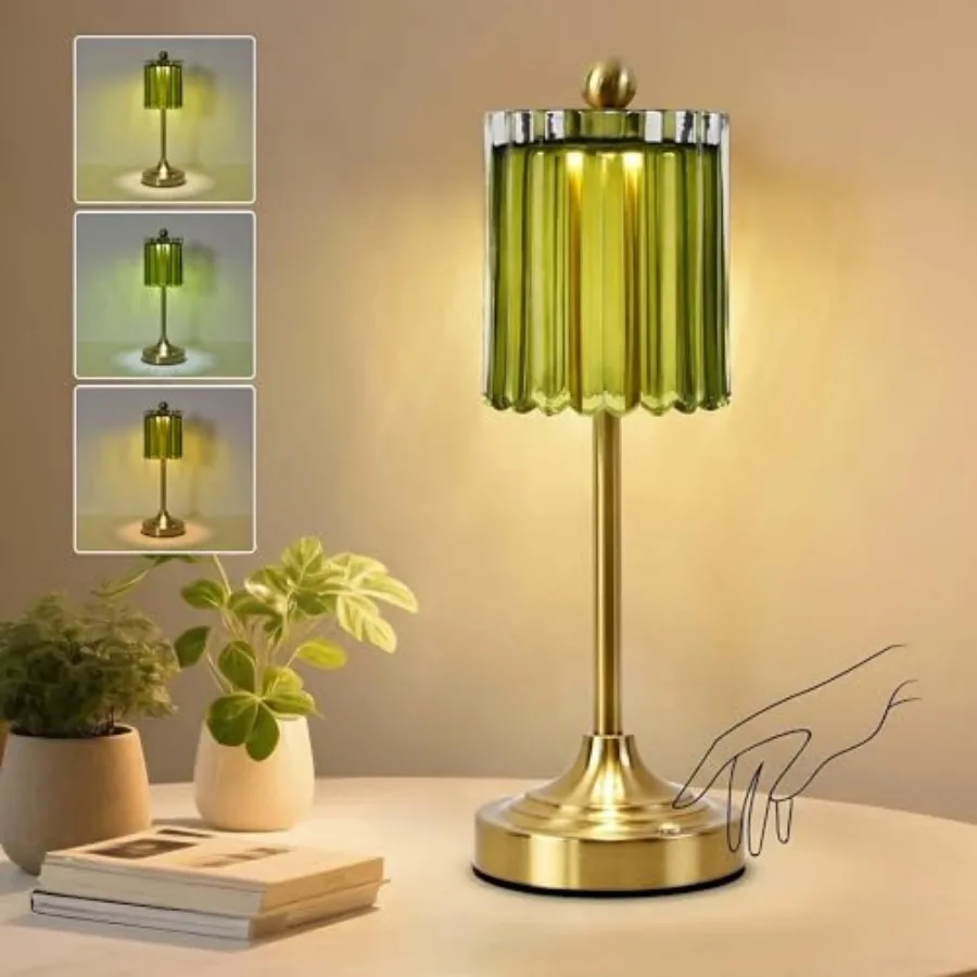 Cordless Touch Rechargeable Table Lamp Crystal Glass Shade, 5200mAh Battery, 3 Dimmable Color Options, Battery-Operated, Small
Cordless Touch Rechargeable Table Lamp Crystal Glass Shade, 5200mAh Battery, 3 Dimmable Color Options, Battery-Operated, Small