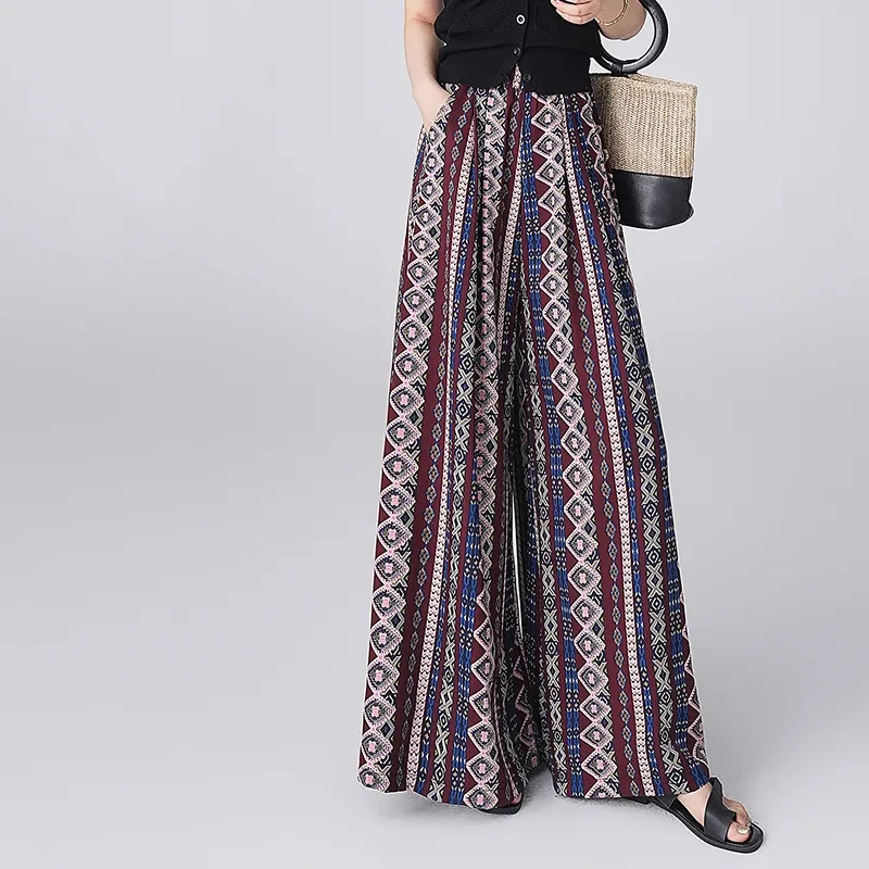 Women Chiffon Beach Wide Leg Pants Summer Vintage Print Elastic Waist Bohemian Casual Pants Y2K Summer Thin Sun Prote Trousers
Women Chiffon Beach Wide Leg Pants Summer Vintage Print Elastic Waist Bohemian Casual Pants Y2K Summer Thin Sun Prote Trousers