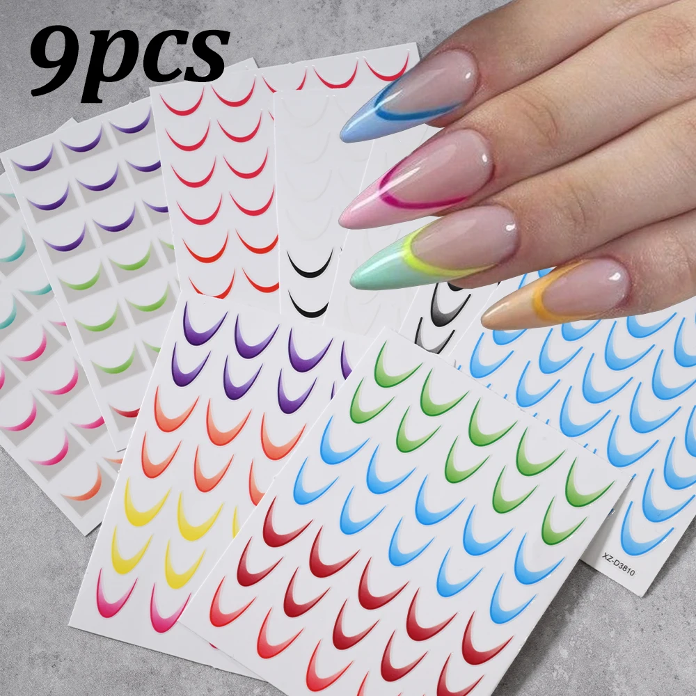 9Pcs Colorful French Gradient Line Nail Art Sticker 3D Bend Wave Stripe Lines Self-Adhesive Nail Decals Gradient Slider Nail Dec
9Pcs Colorful French Gradient Line Nail Art Sticker 3D Bend Wave Stripe Lines Self-Adhesive Nail Decals Gradient Slider Nail Dec
