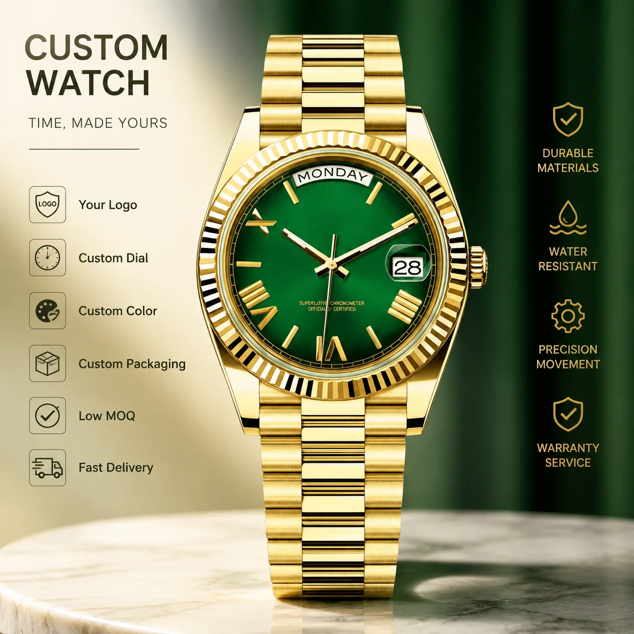 Personalized Mechancial Watch For Men Rose Gold Miyota8285 Automatic Day Week Date Men Watches Sapphire Glass President Bracelet
Personalized Mechancial Watch For Men Rose Gold Miyota8285 Automatic Day Week Date Men Watches Sapphire Glass President Bracelet