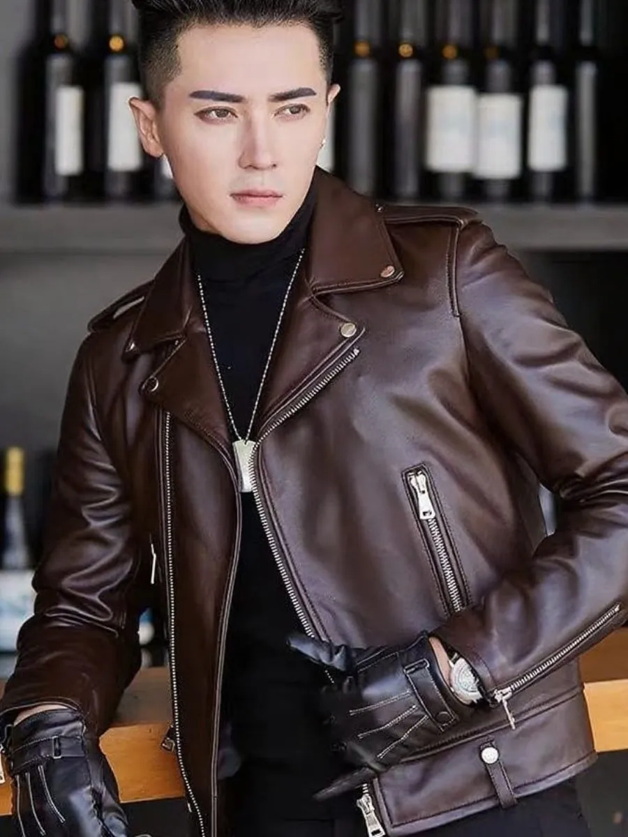 New Men's Slim Fit eepskin ort Jaet Haome Motorcycle Leather Coat Faionable Tuxedo Outerwear in Haifeng PU Leather
New Men's Slim Fit eepskin ort Jaet Haome Motorcycle Leather Coat Faionable Tuxedo Outerwear in Haifeng PU Leather