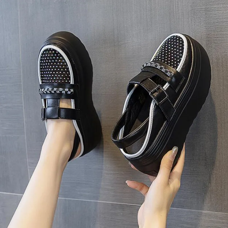 New 8cm Air Mesh Genuine Leather Platform Chunky Sneakers Women Sandals Casual Hollow Rhinestone White 2026 Summer Slippers Shoe
New 8cm Air Mesh Genuine Leather Platform Chunky Sneakers Women Sandals Casual Hollow Rhinestone White 2026 Summer Slippers Shoe