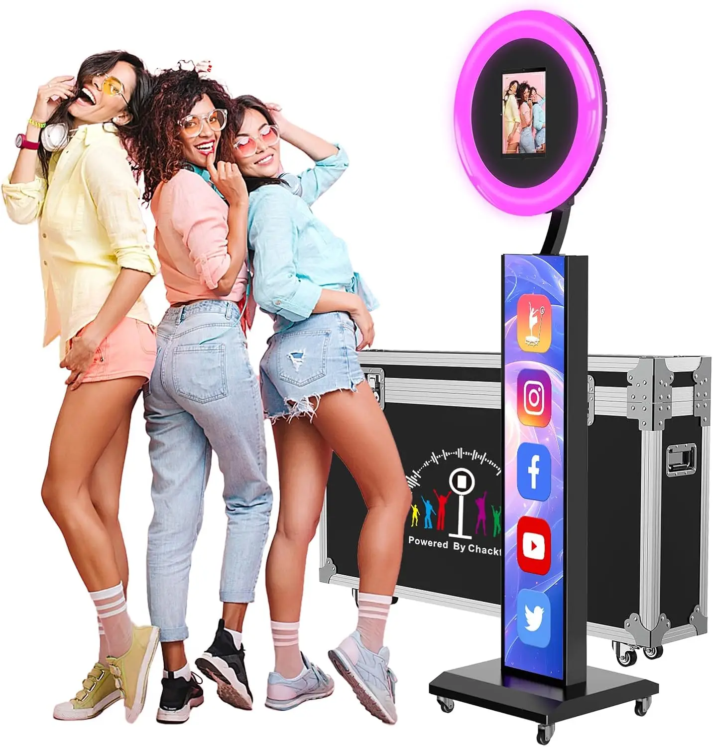 Portable Photo Booth Compatible with Any Ipad,Photo Booth Stand Shell with ChackTok PhotoBooth VIP Member and Flight Case,Free
Portable Photo Booth Compatible with Any Ipad,Photo Booth Stand Shell with ChackTok PhotoBooth VIP Member and Flight Case,Free