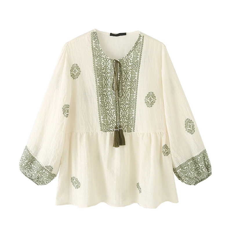 YENKYE New 2024 Women Tassel Lace Up V Neck Summer Blouse Vintage Puff Sleeve Casual Loose Tops Holiday ropa de mujer
YENKYE New 2024 Women Tassel Lace Up V Neck Summer Blouse Vintage Puff Sleeve Casual Loose Tops Holiday ropa de mujer