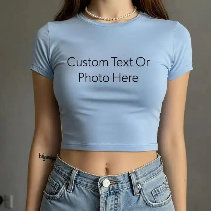Custome Your Text Logo Here Baby Tee Crop Tops Women Sexy Trendy Y2K Stylish Shirts Personalized Photo Logo Aesthetic T-shirt
Custome Your Text Logo Here Baby Tee Crop Tops Women Sexy Trendy Y2K Stylish Shirts Personalized Photo Logo Aesthetic T-shirt