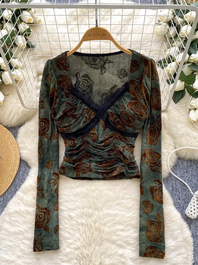 Foamlina Long Sleeve T Shirt Women 2025 New Autumn Sexy Hot Girls V Neck Long Sleeve Lace Spliced Printing Mesh Slim Crop Tops
Foamlina Long Sleeve T Shirt Women 2025 New Autumn Sexy Hot Girls V Neck Long Sleeve Lace Spliced Printing Mesh Slim Crop Tops