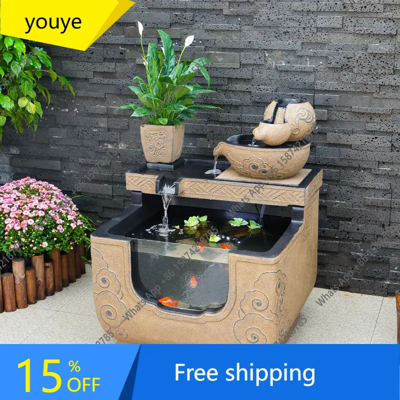 N65 Chinese balcony landscaping fish pond outdoor landscape flowing water ornament circulating water courtyard fish tank ornamen
N65 Chinese balcony landscaping fish pond outdoor landscape flowing water ornament circulating water courtyard fish tank ornamen