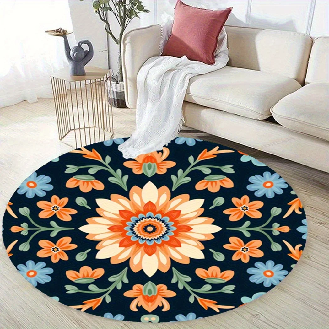 Crystal velvet carpet2D Flat, Vibrant Ethnic Floral Round Velvet Floor Mat - Soft, Lightweight, Machine Washable Polyester with
Crystal velvet carpet2D Flat, Vibrant Ethnic Floral Round Velvet Floor Mat - Soft, Lightweight, Machine Washable Polyester with