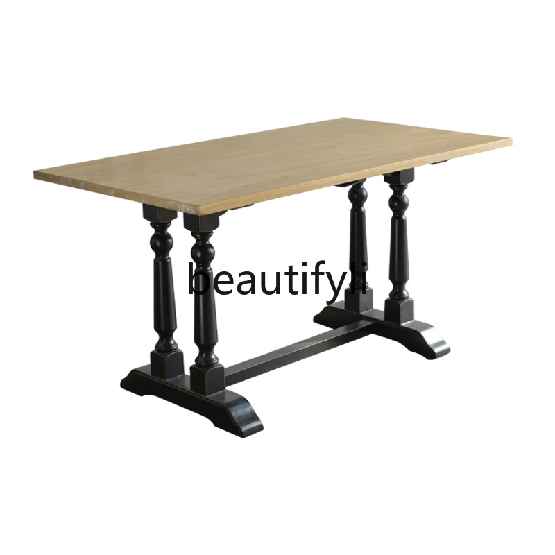 American and European rural pastoral style solid wood two-color mix and match restaurant table dining table workbench
American and European rural pastoral style solid wood two-color mix and match restaurant table dining table workbench