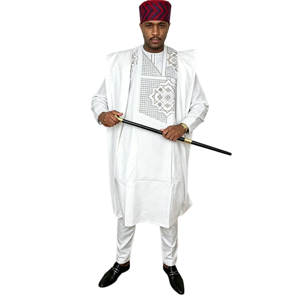 3 PCS Set African Clothes for Men Dashiki Tradition Outfit Robe Embroidery Tops Pants Suits Bazin Muslim Wedding Party Clothing
3 PCS Set African Clothes for Men Dashiki Tradition Outfit Robe Embroidery Tops Pants Suits Bazin Muslim Wedding Party Clothing