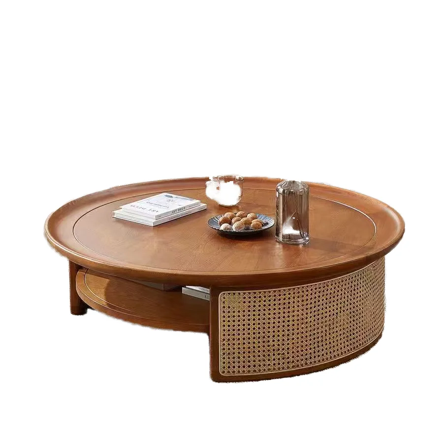 #French Retro Round Nordic Tea Table Solid Wood Rattan Furniture for Home Living Room Simple Modern Vintage Design for Homestay
#French Retro Round Nordic Tea Table Solid Wood Rattan Furniture for Home Living Room Simple Modern Vintage Design for Homestay