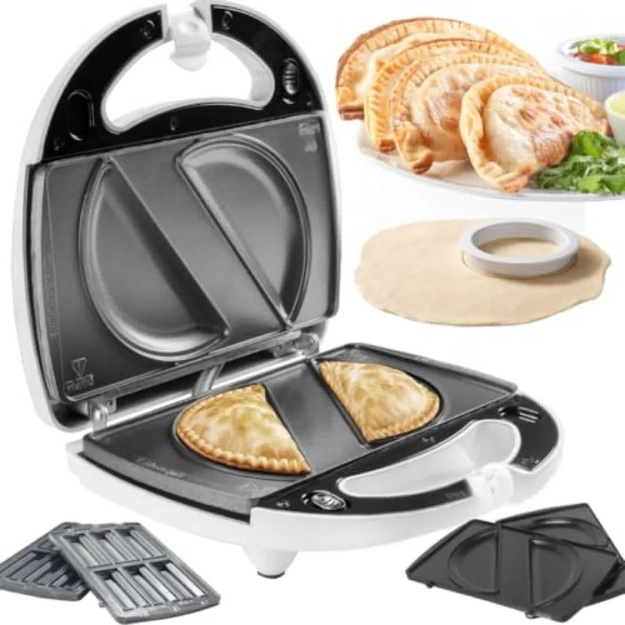 Electric Empanada Maker Machine w Dough Cutter and Nonstick Plates- Easier than Press and Molds- Homemade Latin Turnovers Hand
Electric Empanada Maker Machine w Dough Cutter and Nonstick Plates- Easier than Press and Molds- Homemade Latin Turnovers Hand