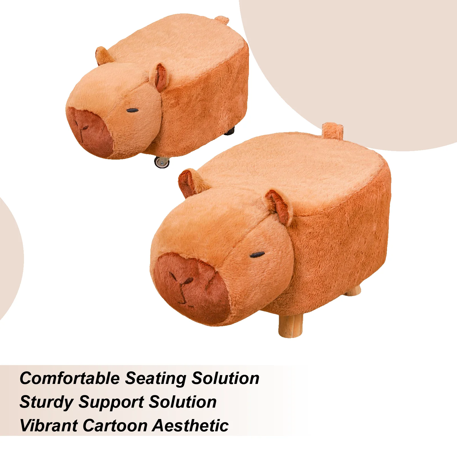 Милый табурет с шкивом капибары, детские табуретки для сидения, бесшумный мультяшный стул в форме капибары с вращающимися колесами для коридора, комнаты
Милый табурет с шкивом капибары, детские табуретки для сидения, бесшумный мультяшный стул в форме капибары с вращающимися колесами для коридора, комнаты