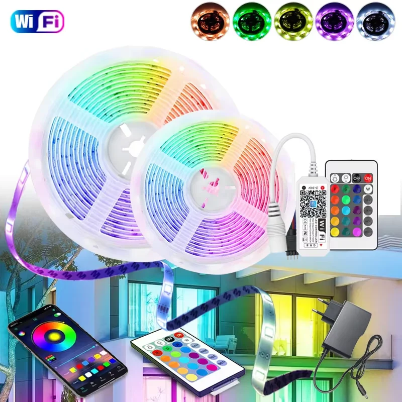 5M 10M RGB WiFi LED Strip Light 5050 SMD 2835 Flexible Ribbon luces led light strip + IR WiFi Controller + EU US Power Adapter
5M 10M RGB WiFi LED Strip Light 5050 SMD 2835 Flexible Ribbon luces led light strip + IR WiFi Controller + EU US Power Adapter