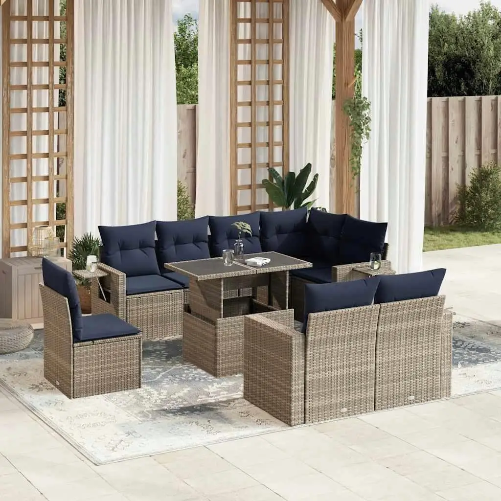 9 Piece Outdoor Patio Sofa Set with Soft Cushions Gray Poly Rattan Furniture Garden Seating
9 Piece Outdoor Patio Sofa Set with Soft Cushions Gray Poly Rattan Furniture Garden Seating