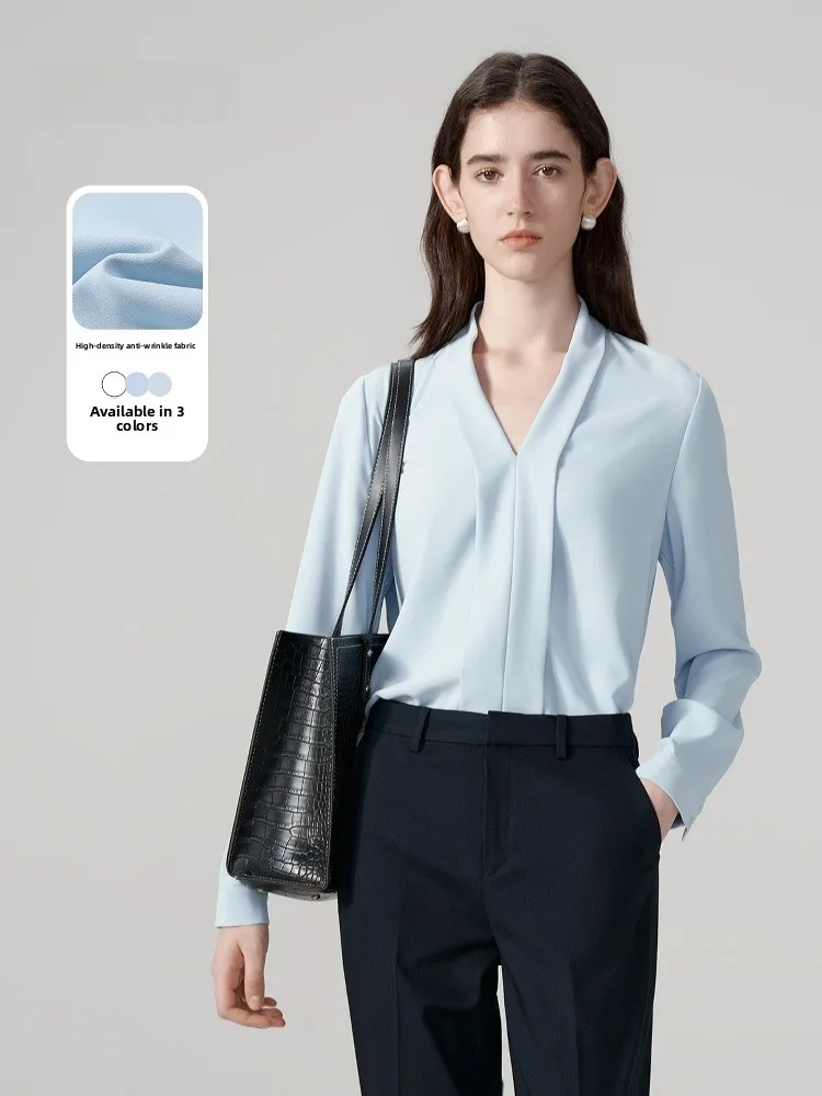 LeLenth Blue Long Sleeve V-Neck Shirt Women's Formal Wear Interview Outfit Small Size Professional Top Set Commute Style
LeLenth Blue Long Sleeve V-Neck Shirt Women's Formal Wear Interview Outfit Small Size Professional Top Set Commute Style
