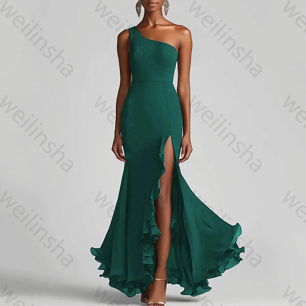 Mermaid One Shoulder Chiffon Evening Dresses Sleeveless Ruched Long Dress Exquisite High Quality Sexy Prom Party Gown Customized
Mermaid One Shoulder Chiffon Evening Dresses Sleeveless Ruched Long Dress Exquisite High Quality Sexy Prom Party Gown Customized