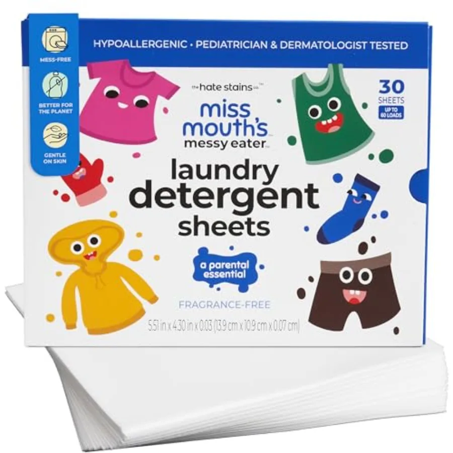 Miss Mouth's My Eater Laundry Detergent Sheets - 60 Loads Travel Friendly Detergent Sheets - Hypoallergenic, Sensitive Skin Saf
Miss Mouth's My Eater Laundry Detergent Sheets - 60 Loads Travel Friendly Detergent Sheets - Hypoallergenic, Sensitive Skin Saf