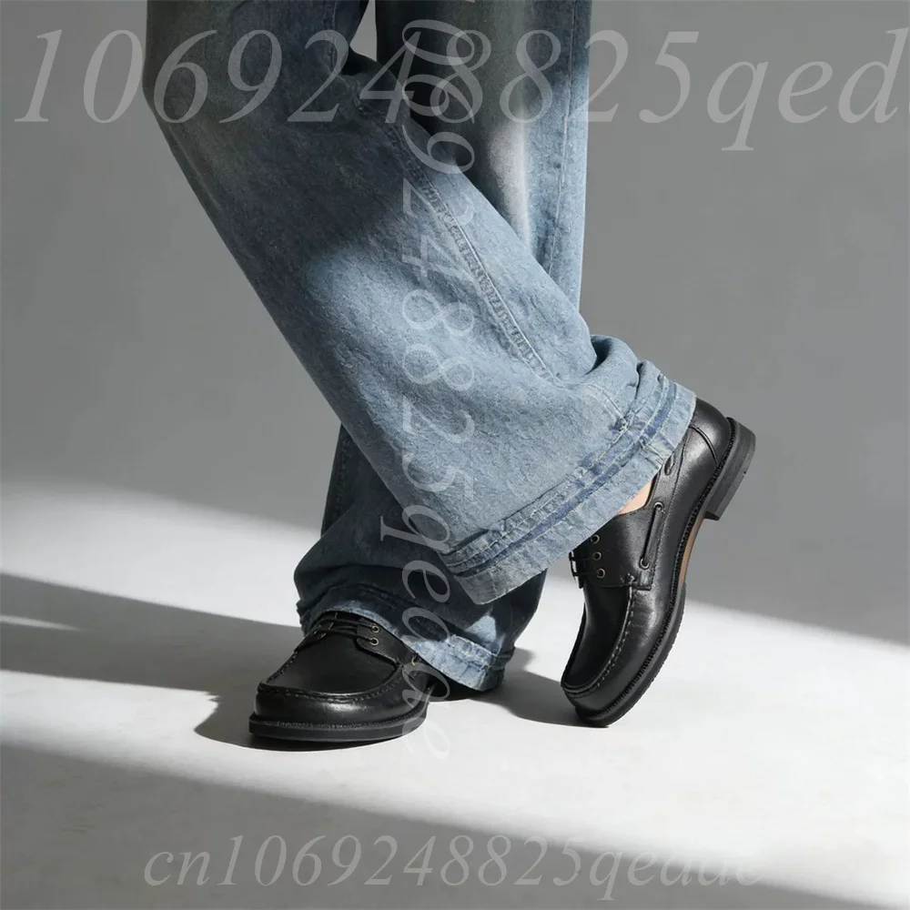 Men's Black Lace-Up Boat Shoes, Casual Lace-Up Loafers, Comfortable Non-Slip Rubber Sole Shoes Durable Everyday Footwear for Men
Men's Black Lace-Up Boat Shoes, Casual Lace-Up Loafers, Comfortable Non-Slip Rubber Sole Shoes Durable Everyday Footwear for Men