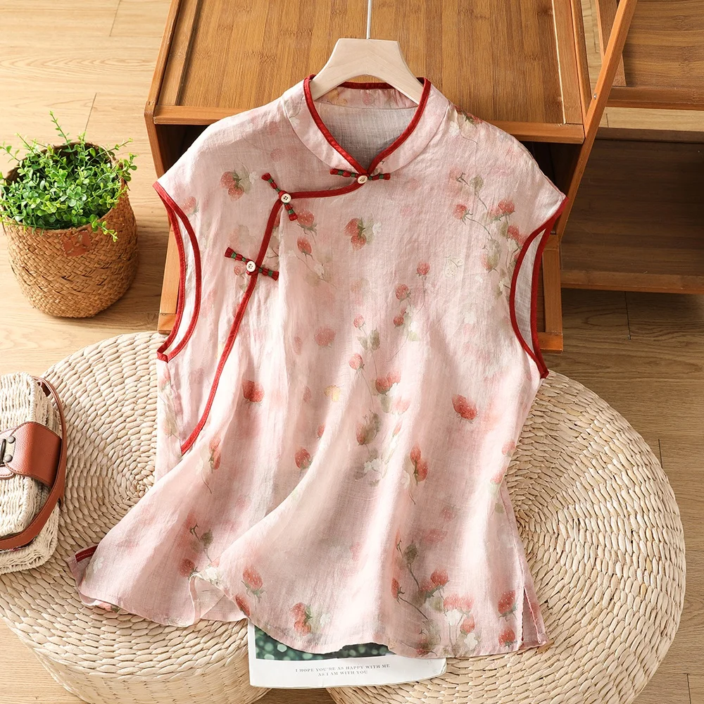 New Chinese Style Women's Oversized Cotton Linen Base Shirt Summer 2026 T-Shirt Belly Covering Button Front Sleeveless Top
New Chinese Style Women's Oversized Cotton Linen Base Shirt Summer 2026 T-Shirt Belly Covering Button Front Sleeveless Top