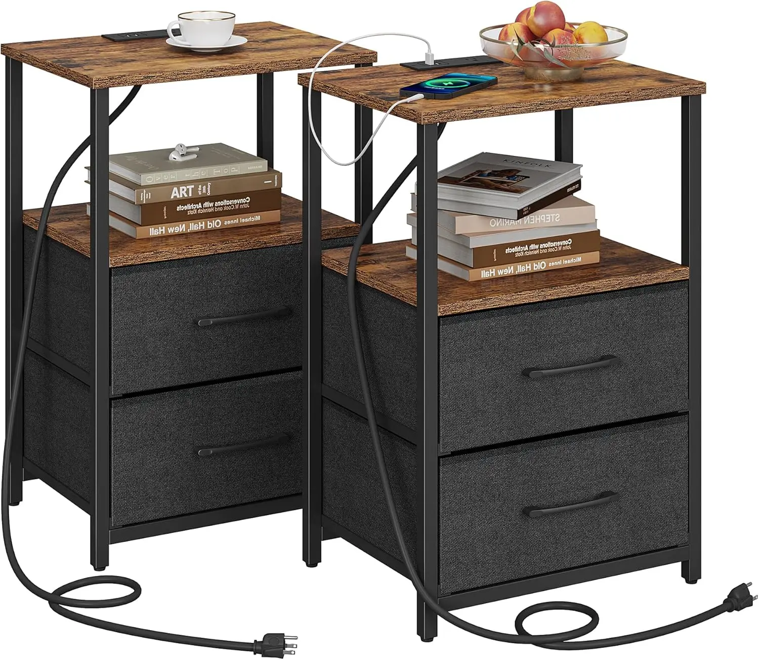 End Table with Charging Station, Side Table with 2 USB Ports and Outlets, Nightstand with Cloth Drawer, Set of 2, Couch Table, B
End Table with Charging Station, Side Table with 2 USB Ports and Outlets, Nightstand with Cloth Drawer, Set of 2, Couch Table, B