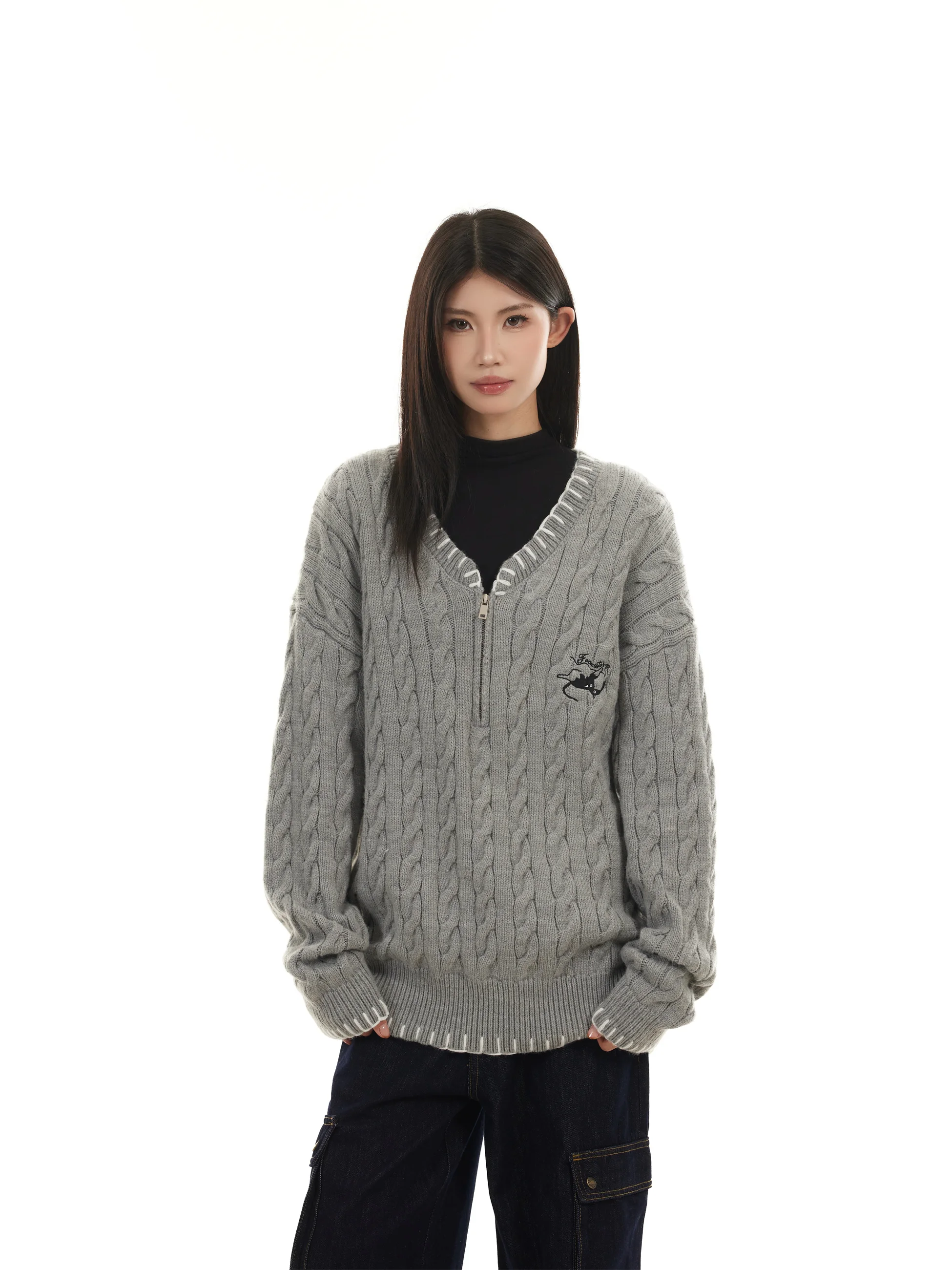 MTTEAT Simple Knitted Sweater Women's Casual V-Ne Winter New Sle Versatile College Sle Outerwear Street Sle Loose Fit
MTTEAT Simple Knitted Sweater Women's Casual V-Ne Winter New Sle Versatile College Sle Outerwear Street Sle Loose Fit
