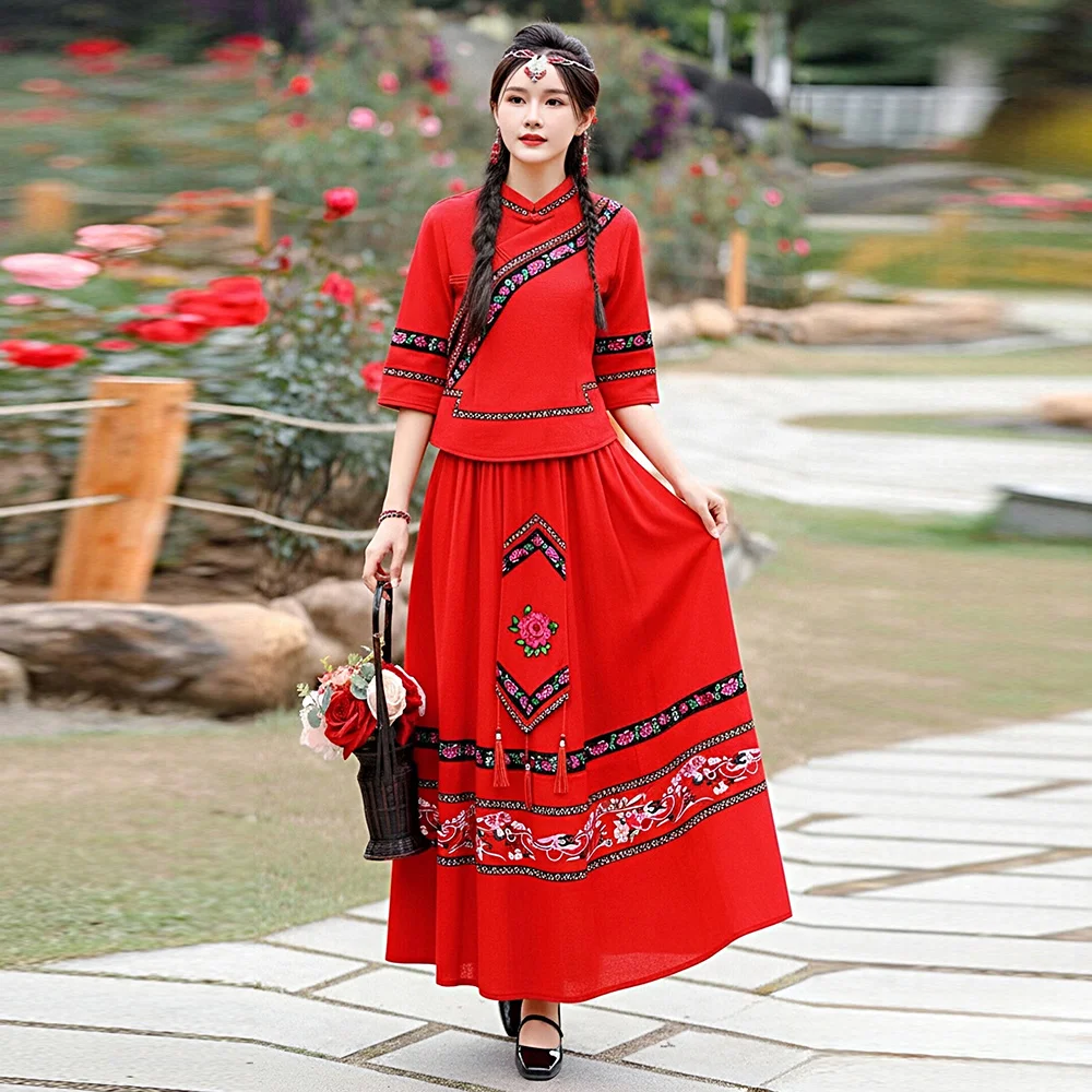 Spring Summer New Style Ethnic Minority Women's Clothing Set Performance Travel Photography Bu Ethnicity Traditional Costume
Spring Summer New Style Ethnic Minority Women's Clothing Set Performance Travel Photography Bu Ethnicity Traditional Costume
