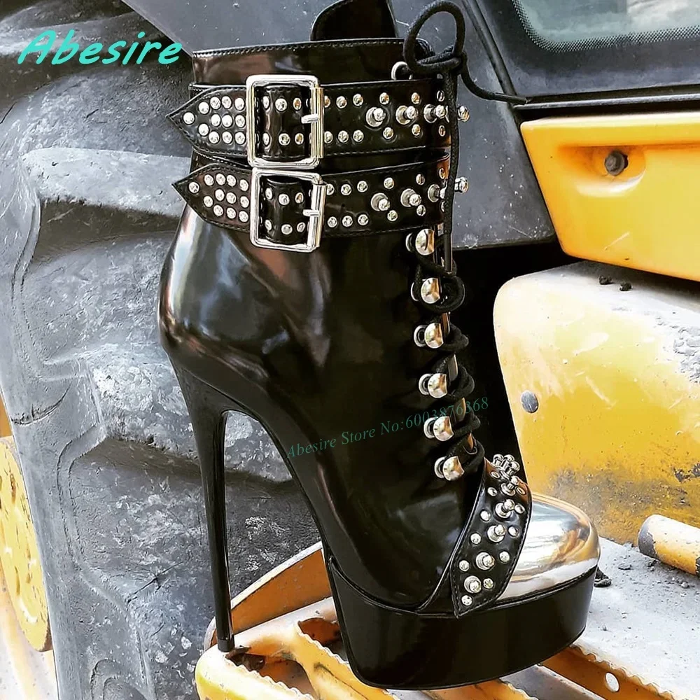 Platform Round Toe Stiletto Heels Back-Zipper Shoes for Women Rivet Patchwork Belt-Buckle Ankle Boots Punk Party Nightclub Shoes
Platform Round Toe Stiletto Heels Back-Zipper Shoes for Women Rivet Patchwork Belt-Buckle Ankle Boots Punk Party Nightclub Shoes