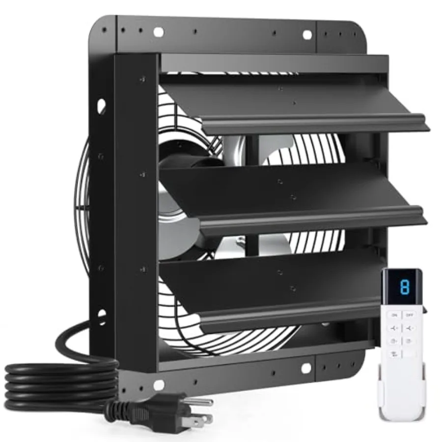 Shutter Exhaust Fan Wall Mounted with EC Motors and Remote Control, Timer, 8 Speeds, 850CFM, Low Noise, Easy to Install, Plug i
Shutter Exhaust Fan Wall Mounted with EC Motors and Remote Control, Timer, 8 Speeds, 850CFM, Low Noise, Easy to Install, Plug i