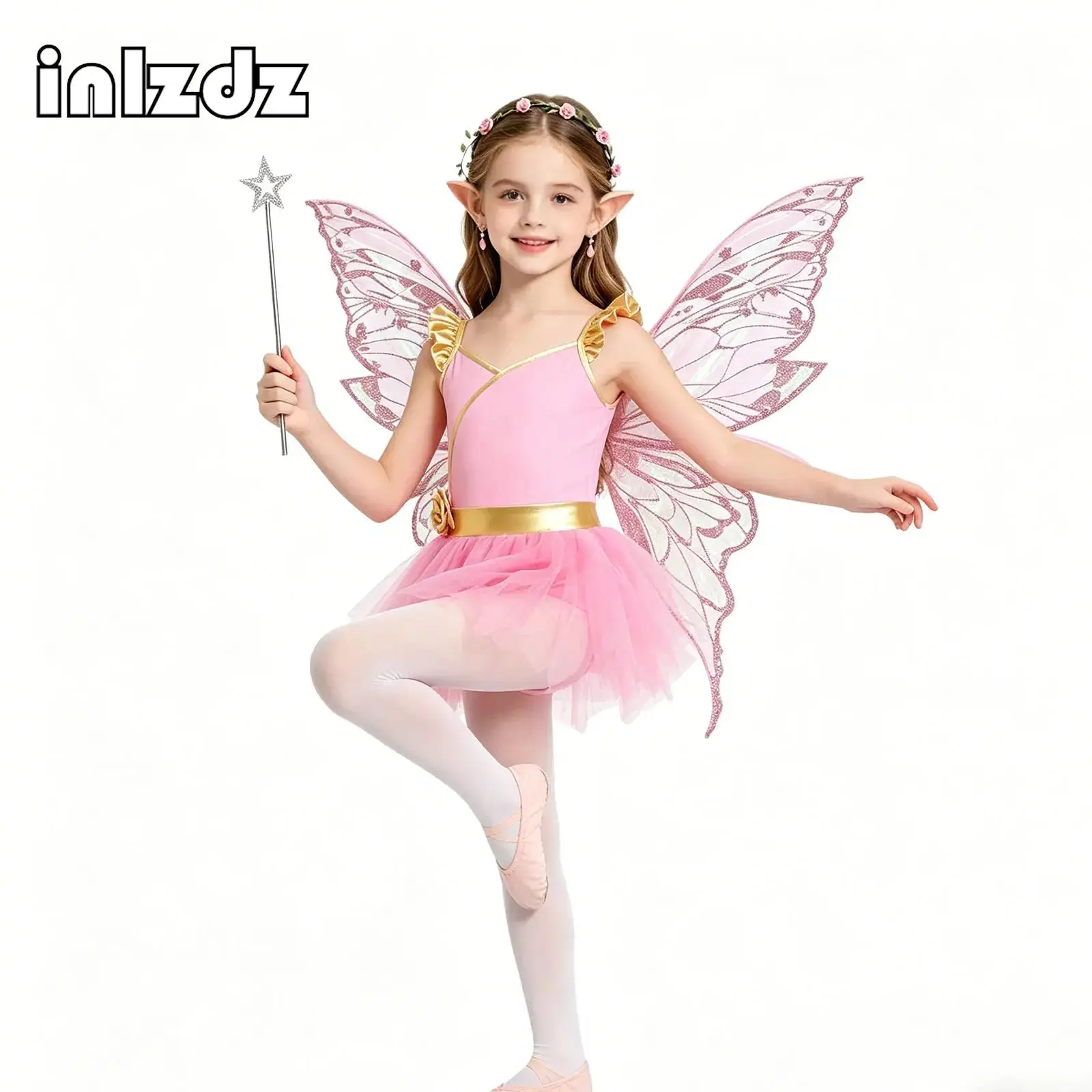 Girls 2Pcs/5Pcs Fairy Tale Elf Cosplay Costume Sequin Sling Dress with Wings Halloween Carnival Festival Party Performance Suit
Girls 2Pcs/5Pcs Fairy Tale Elf Cosplay Costume Sequin Sling Dress with Wings Halloween Carnival Festival Party Performance Suit