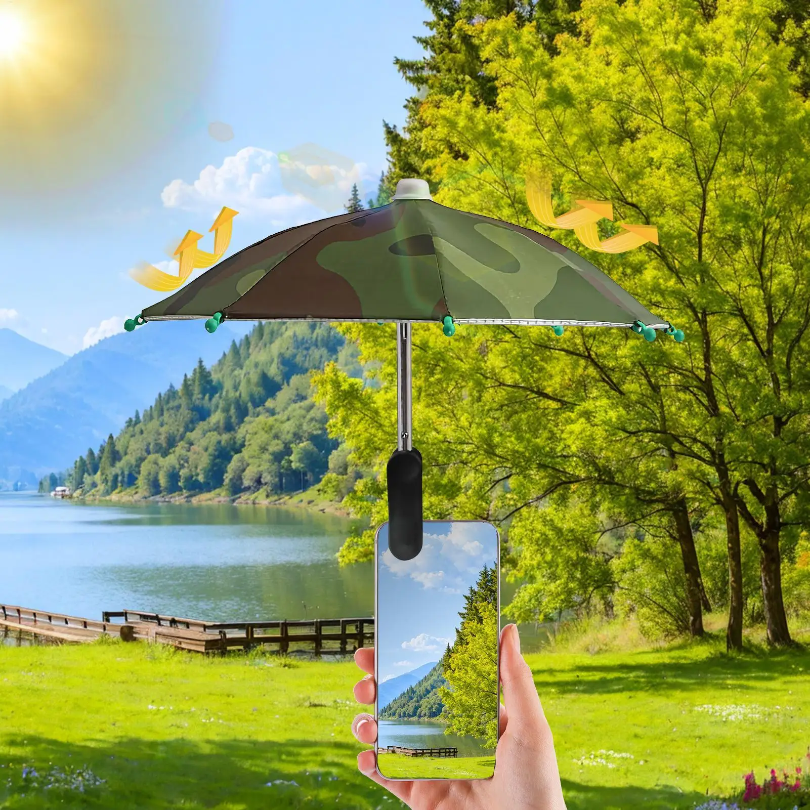 Phone Umbrella for Sun UV Protection Phone Umbrella with Clip Anti-Reflective Rainproof Cellphone Accessories for Travel Camping
Phone Umbrella for Sun UV Protection Phone Umbrella with Clip Anti-Reflective Rainproof Cellphone Accessories for Travel Camping
