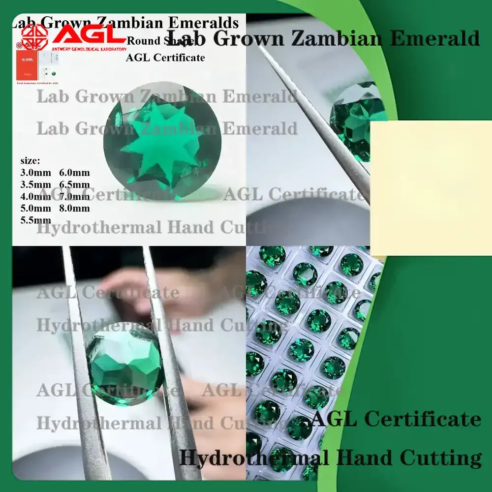 Lab Grown Zambian Emeralds for Jewelry Making Round Cut Hydrothermal Synthetic Emerald Gemstones with Natural-Like Inclusions
Lab Grown Zambian Emeralds for Jewelry Making Round Cut Hydrothermal Synthetic Emerald Gemstones with Natural-Like Inclusions