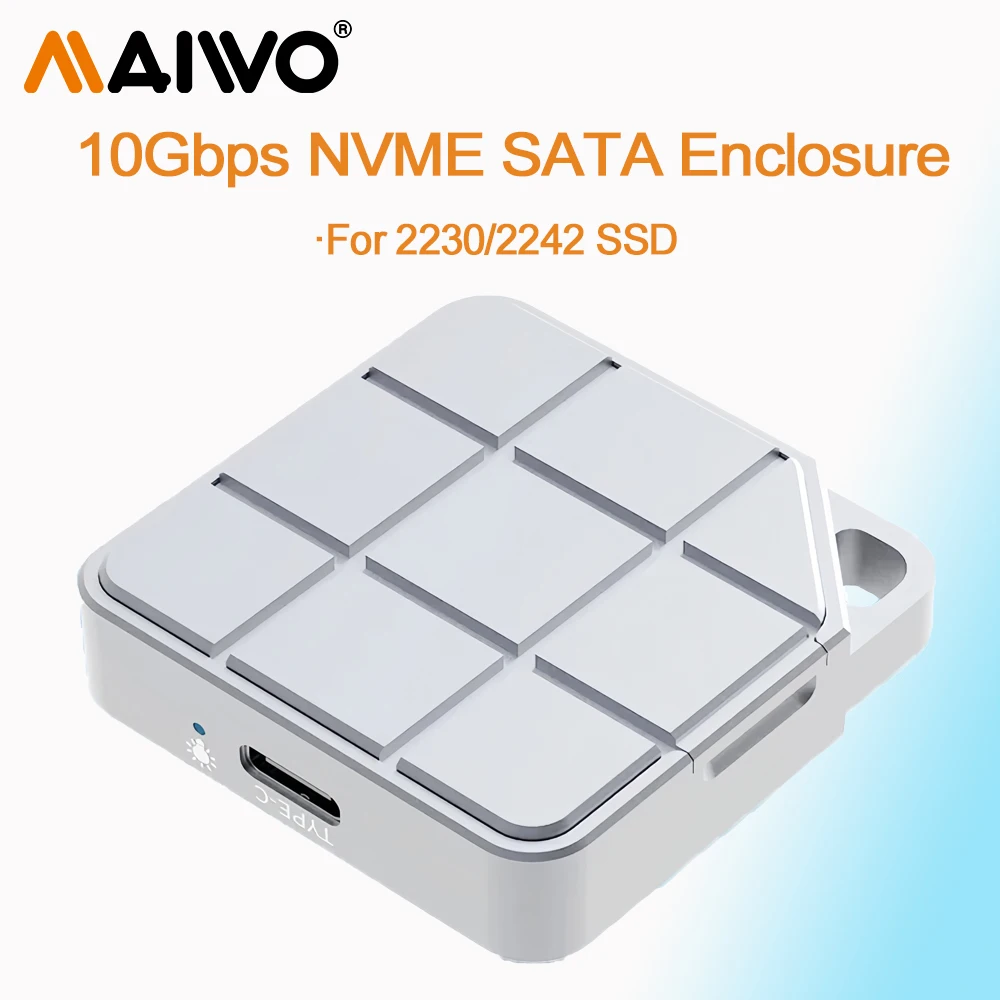 MAIWO USB-C Enclosure for M.2 2230 PCIe NVMe NGFF SATA SSD Case 10Gbps Full Metal Compatible with iPhone 15/16 Pro/Pro Max
MAIWO USB-C Enclosure for M.2 2230 PCIe NVMe NGFF SATA SSD Case 10Gbps Full Metal Compatible with iPhone 15/16 Pro/Pro Max