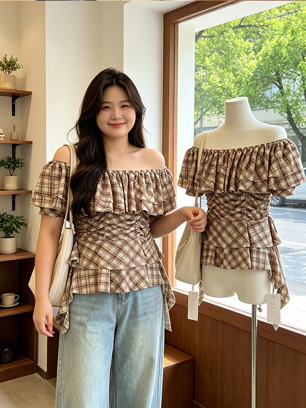 Women's Plaid Shirt Summer 2026 New Style Slimming Waist Tie Shoulder Bared One-Shoulder Top Fluffy Sleeves Regular Sleeve Le...
Women's Plaid Shirt Summer 2026 New Style Slimming Waist Tie Shoulder Bared One-Shoulder Top Fluffy Sleeves Regular Sleeve Le...