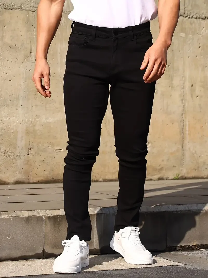 Slim Fit Jeans Men Black Basic Plain Jeans Versatile Mid Waist Solid Tone All Season Long Pants Urban Daily Matching Bottoms
Slim Fit Jeans Men Black Basic Plain Jeans Versatile Mid Waist Solid Tone All Season Long Pants Urban Daily Matching Bottoms
