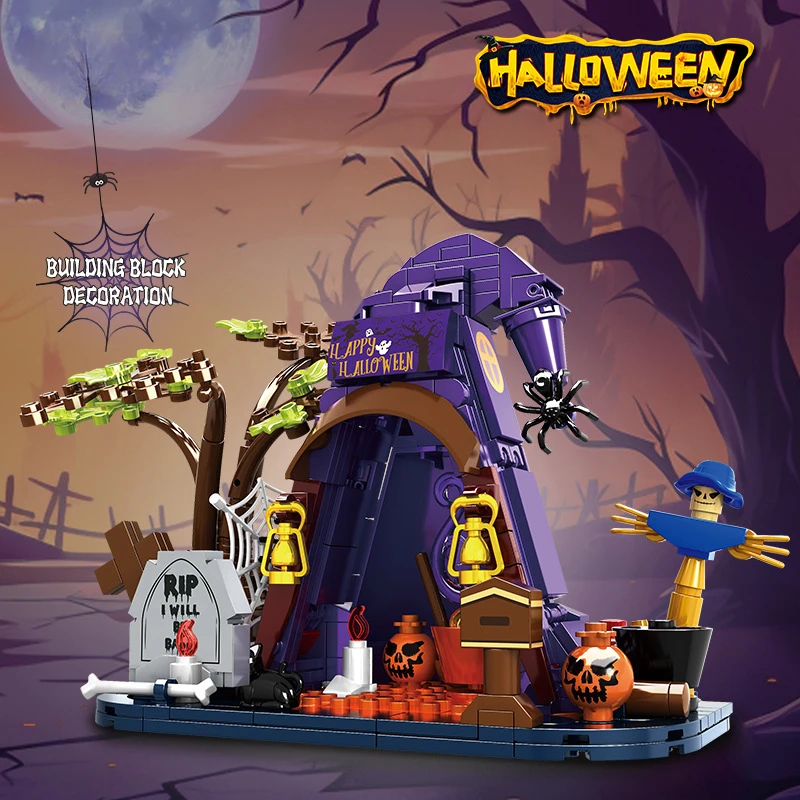 Building block halloween tent haunted house small particles assembled model pumpkin house toy gift
Building block halloween tent haunted house small particles assembled model pumpkin house toy gift