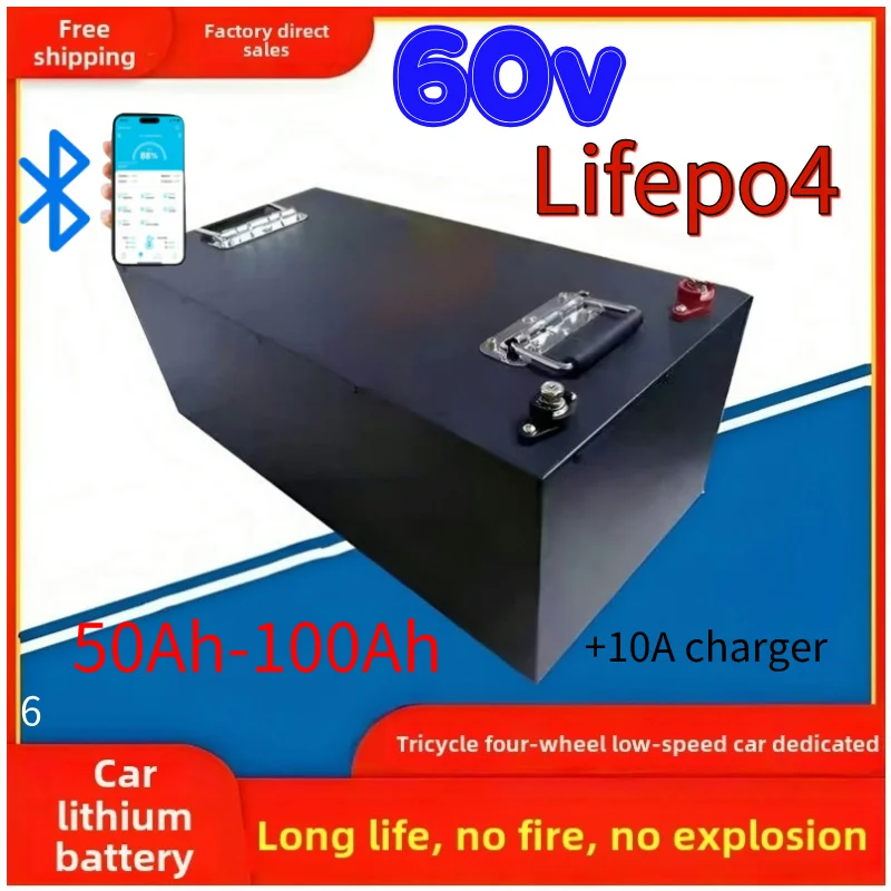 60V 50Ah 100Ah LiFePO4 Battery Pack Built-in Bluetooth BMS Lithium Iron Phosphate For Solar Golf Cart RV Storage Boat
60V 50Ah 100Ah LiFePO4 Battery Pack Built-in Bluetooth BMS Lithium Iron Phosphate For Solar Golf Cart RV Storage Boat