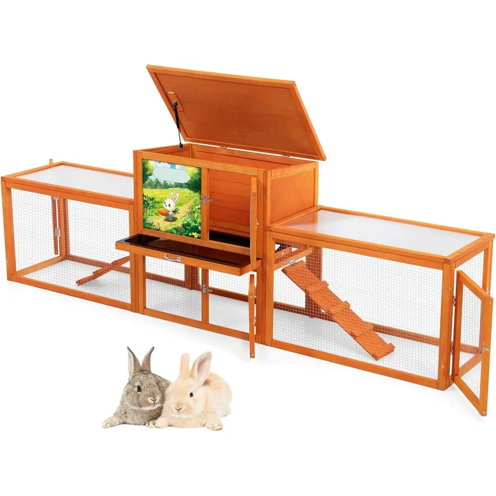 Outdoor Rabbit Hutch, 94" L x 19" W x 31" H Extra Large Bunny Hutch by , Wooden Rabbit Cage Indoor for Small Animals with Remova
Outdoor Rabbit Hutch, 94" L x 19" W x 31" H Extra Large Bunny Hutch by , Wooden Rabbit Cage Indoor for Small Animals with Remova
