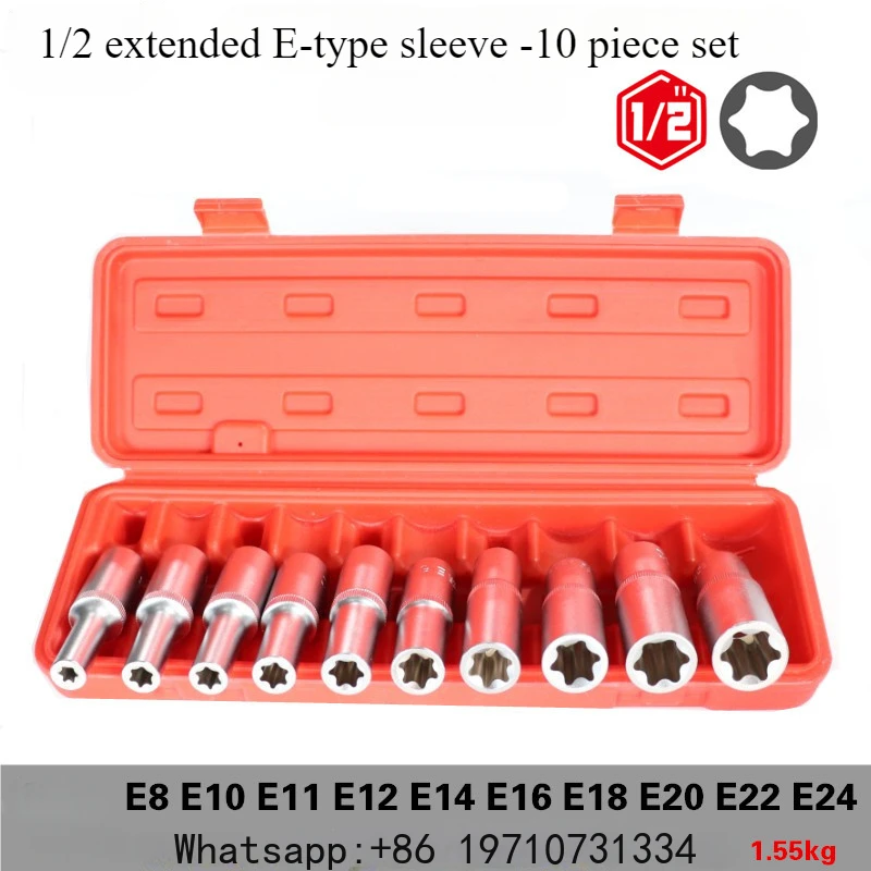 10Pcs Star Female Bit Sockets Set Hand Tool Kit 1/2" 3/8" 1/4" Drive E8-E24 Repair Tool Socket Wrench Head Sleeve
10Pcs Star Female Bit Sockets Set Hand Tool Kit 1/2" 3/8" 1/4" Drive E8-E24 Repair Tool Socket Wrench Head Sleeve