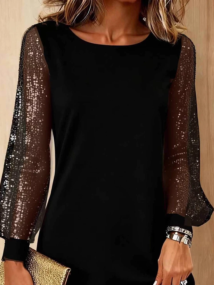 Autumn New Simple Pure Commute Women's Dress Casual Sequins Long Sleeve Party Short Dress Fashion O-neck High Waist A-line Dress
Autumn New Simple Pure Commute Women's Dress Casual Sequins Long Sleeve Party Short Dress Fashion O-neck High Waist A-line Dress