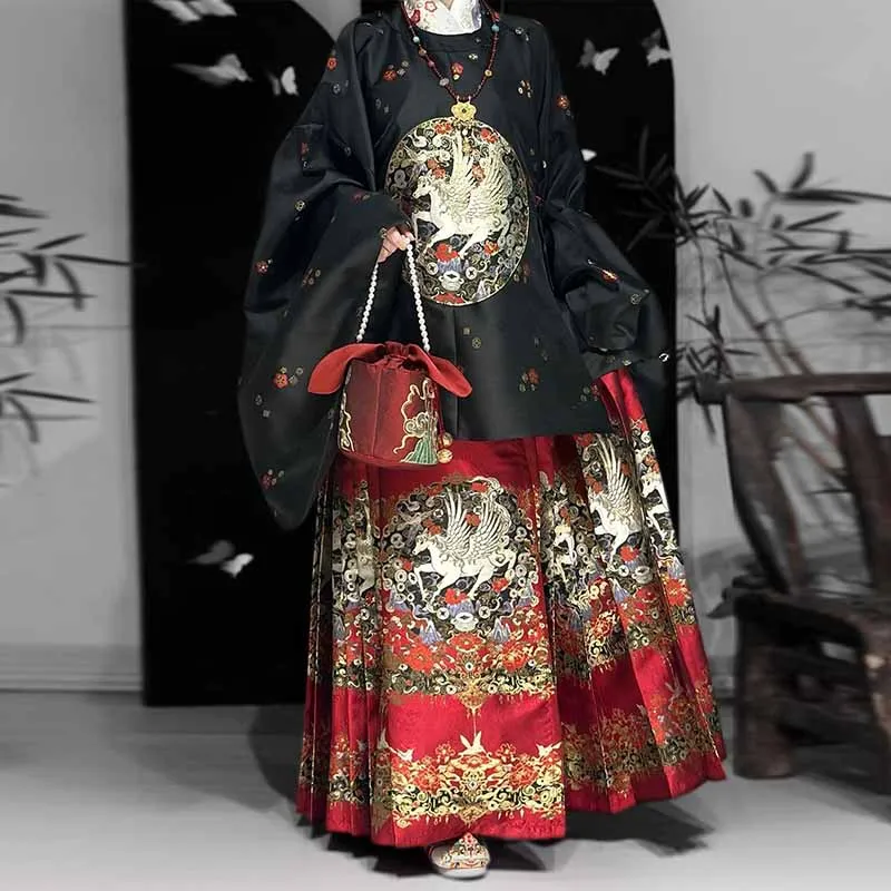 Chinese Hanfu Face Skirk Set Women Green&Red Embroidered Ming Dynasty Hanfu Female Cosplay Costume Party Hanfu Shirt With Skirts
Chinese Hanfu Face Skirk Set Women Green&Red Embroidered Ming Dynasty Hanfu Female Cosplay Costume Party Hanfu Shirt With Skirts