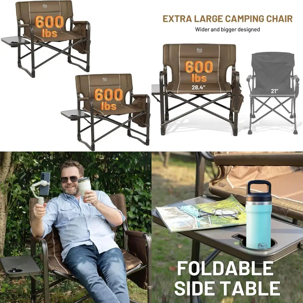 Улучшенные складные стулья XXL увеличенного размера с приставным столиком, съемными подлокотниками, сверхпрочные кемпинговые стулья для нагрузки до 270 кг, комплект из 2 штук, коричневые
Улучшенные складные стулья XXL увеличенного размера с приставным столиком, съемными подлокотниками, сверхпрочные кемпинговые стулья для нагрузки до 270 кг, комплект из 2 штук, коричневые