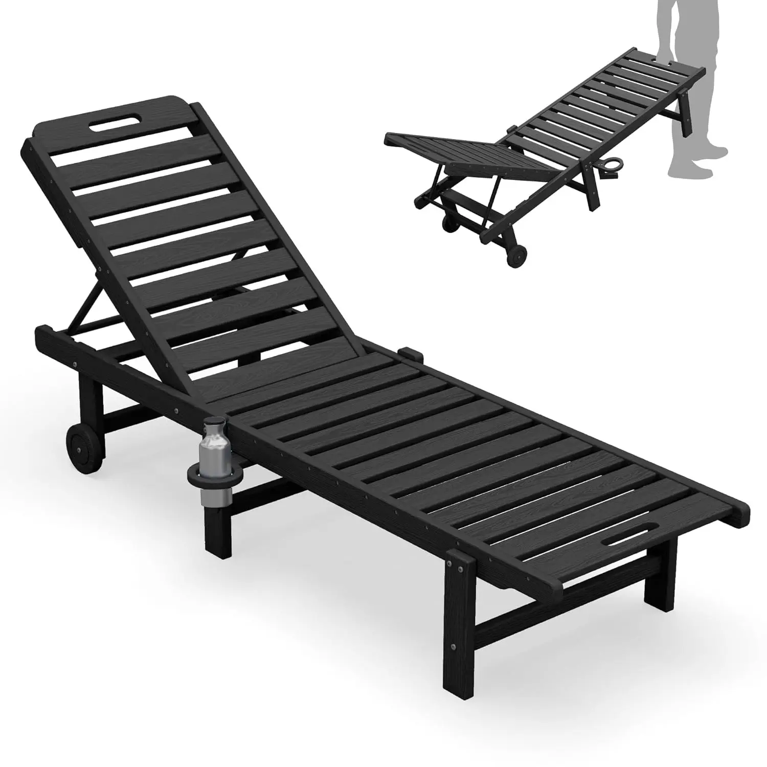 Patio Chaise Lounge Chair, HDPE Outdoor Lounge Chair with Cup Holder, 5 Positions Adjustable Poly Lounger with, Customized
Patio Chaise Lounge Chair, HDPE Outdoor Lounge Chair with Cup Holder, 5 Positions Adjustable Poly Lounger with, Customized